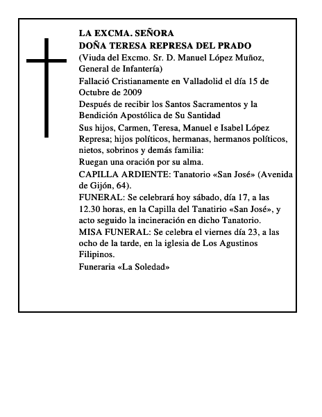 DOÑA TERESA REPRESA DEL PRADO
