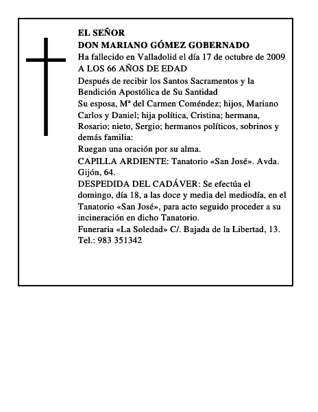 DON MARIANO GÓMEZ GOBERNADO