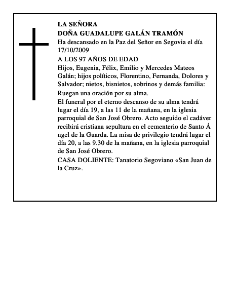 DOÑA GUADALUPE GALÁN TRAMÓN