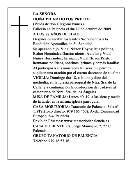 DOÑA PILAR HOYOS PRIETO