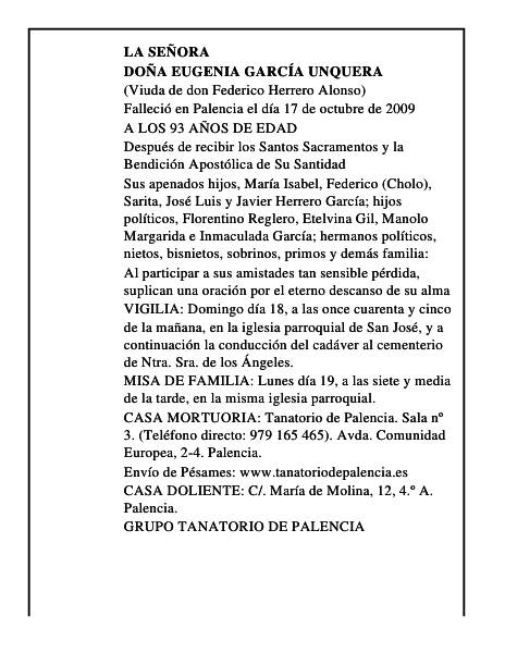 DOÑA EUGENIA GARCÍA UNQUERA