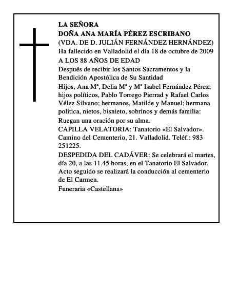 DOÑA ANA MARÍA PÉREZ ESCRIBANO