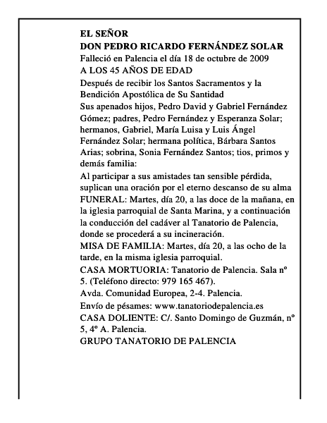 DON PEDRO RICARDO FERNÁNDEZ SOLAR