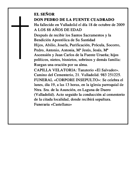 DON PEDRO DE LA FUENTE CUADRADO