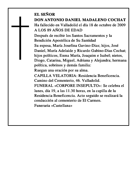 DON ANTONIO DANIEL MADALENO COCHAT