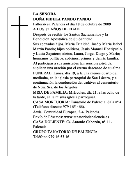 DOÑA FIDELA PANDO PANDO
