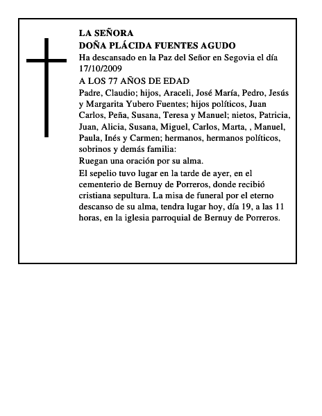 DOÑA PLÁCIDA FUENTES AGUDO