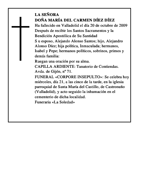 DOÑA MARÍA DEL CARMEN DÍEZ DÍEZ