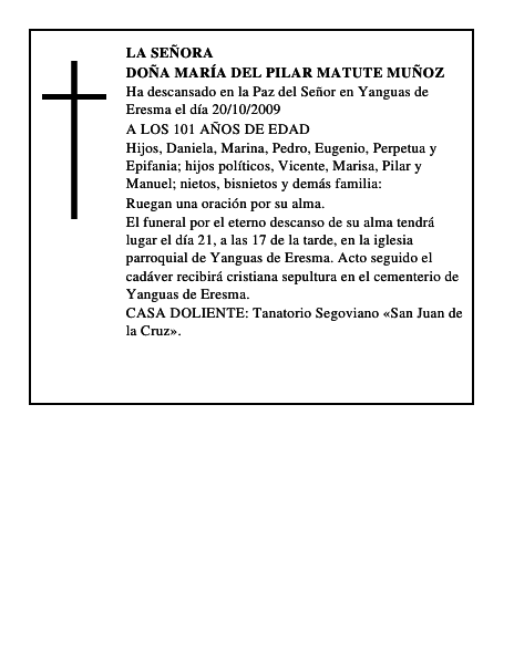 DOÑA MARÍA DEL PILAR MATUTE MUÑOZ