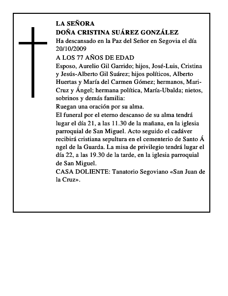 DOÑA CRISTINA SUÁREZ GONZÁLEZ