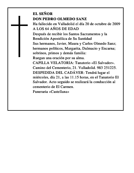 DON PEDRO OLMEDO SANZ