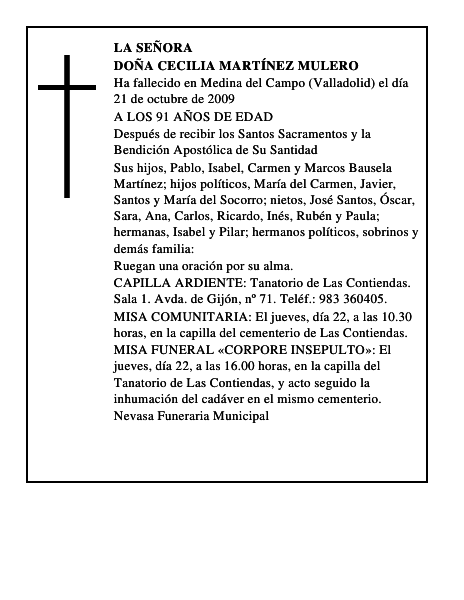 DOÑA CECILIA MARTÍNEZ MULERO