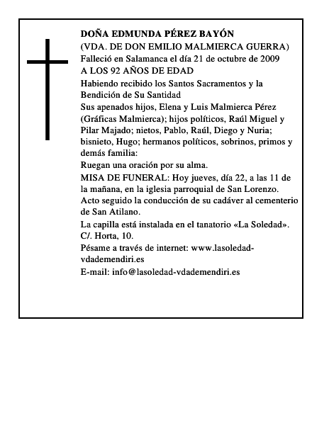DOÑA EDMUNDA PÉREZ BAYÓN