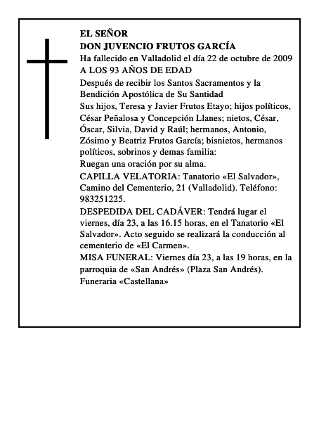 DON JUVENCIO FRUTOS GARCÍA
