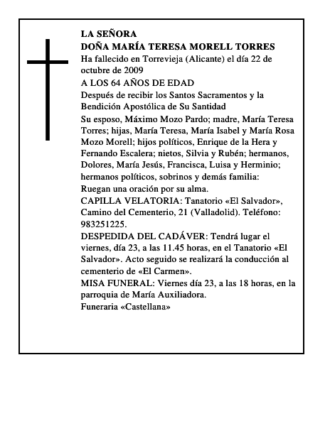 DOÑA MARÍA TERESA MORELL TORRES