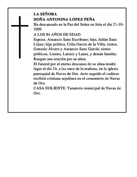 DOÑA ANTONINA LÓPEZ PEÑA