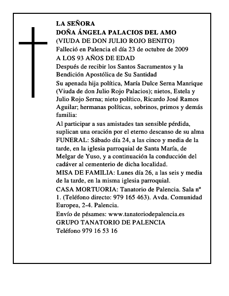 DOÑA ÁNGELA PALACIOS DEL AMO