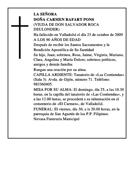 DOÑA CARMEN RAFART PONS