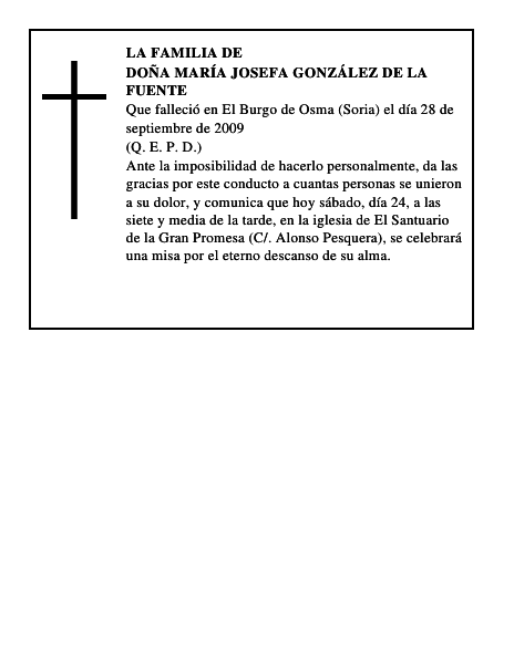 DOÑA MARÍA JOSEFA GONZÁLEZ DE LA FUENTE