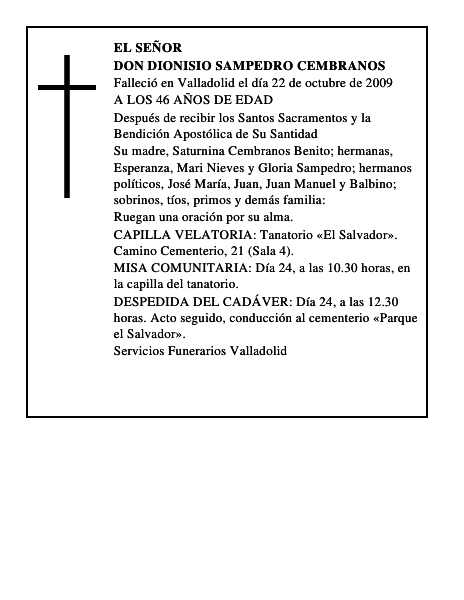 DON DIONISIO SAMPEDRO CEMBRANOS