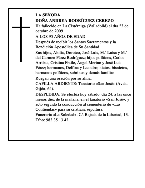 DOÑA ANDREA RODRÍGUEZ CEREZO