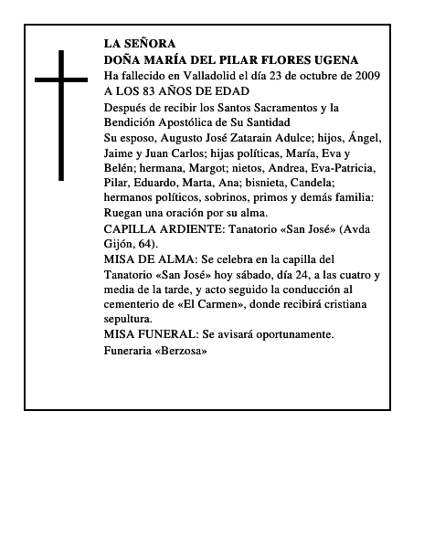 DOÑA MARÍA DEL PILAR FLORES UGENA