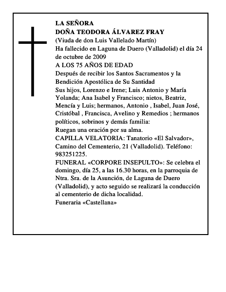 DOÑA TEODORA ÁLVAREZ FRAY