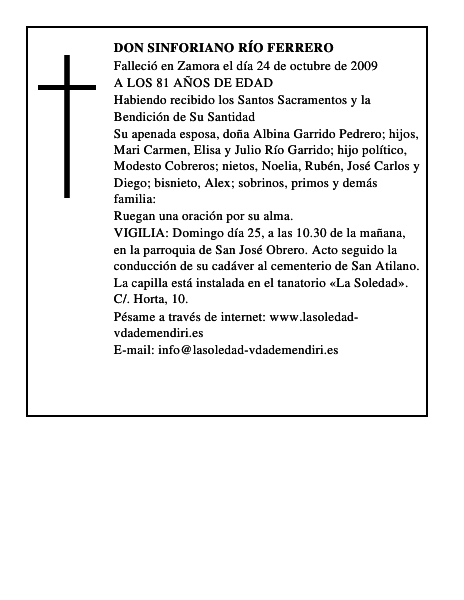 DON SINFORIANO RÍO FERRERO