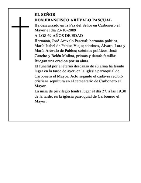 DON FRANCISCO ARÉVALO PASCUAL