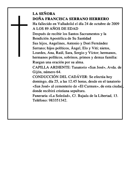 DOÑA FRANCISCA SERRANO HERRERO