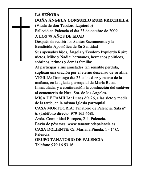 DOÑA ÁNGELA CONSUELO RUIZ FRECHILLA