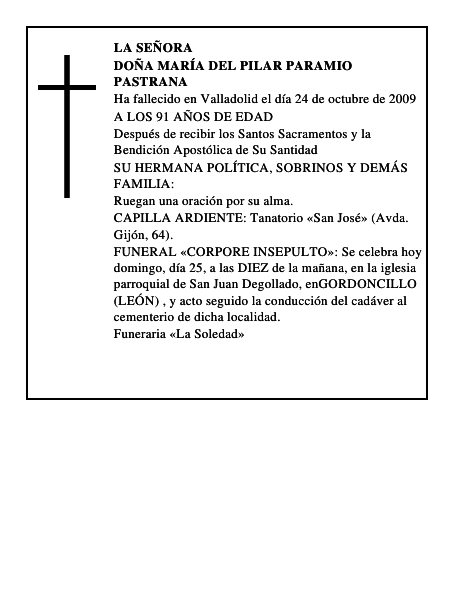 DOÑA MARÍA DEL PILAR PARAMIO PASTRANA