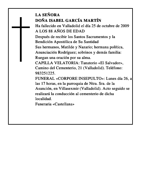 DOÑA ISABEL GARCÍA MARTÍN