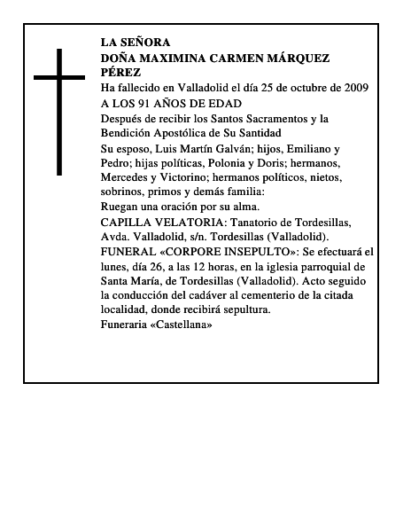 DOÑA MAXIMINA CARMEN MÁRQUEZ PÉREZ