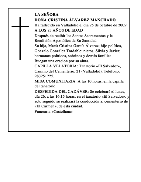 DOÑA CRISTINA ÁLVAREZ MANCHADO