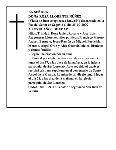 DOÑA ROSA LLORENTE NÚÑEZ