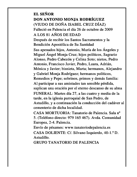 DON ANTONIO MONJA RODRÍGUEZ