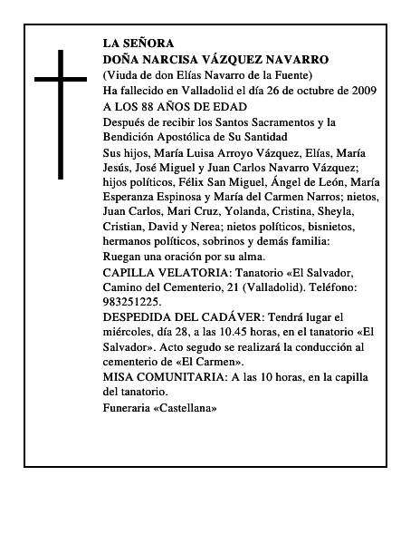 DOÑA NARCISA VÁZQUEZ NAVARRO