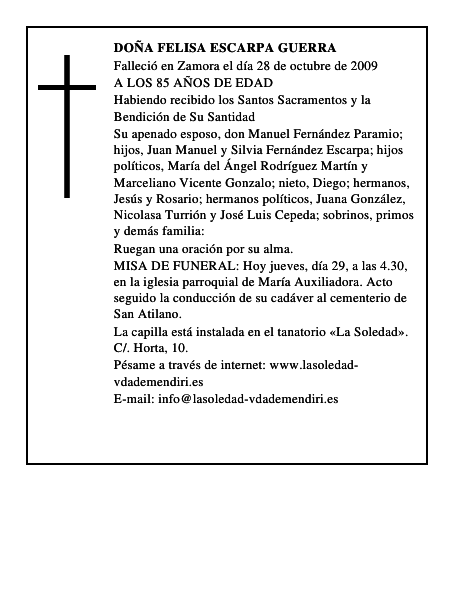 DOÑA FELISA ESCARPA GUERRA