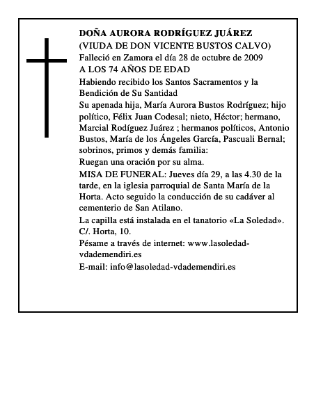 DOÑA AURORA RODRÍGUEZ JUÁREZ