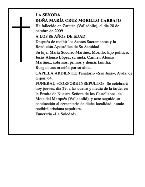 DOÑA MARÍA CRUZ MORILLO CARBAJO