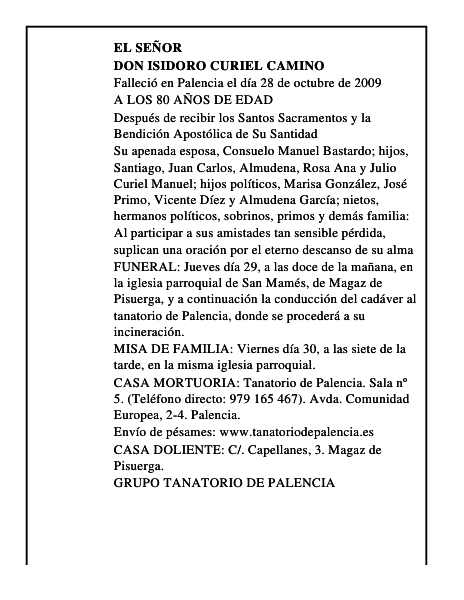 DON ISIDORO CURIEL CAMINO