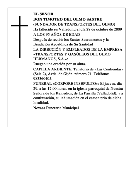 DON TIMOTEO DEL OLMO SASTRE