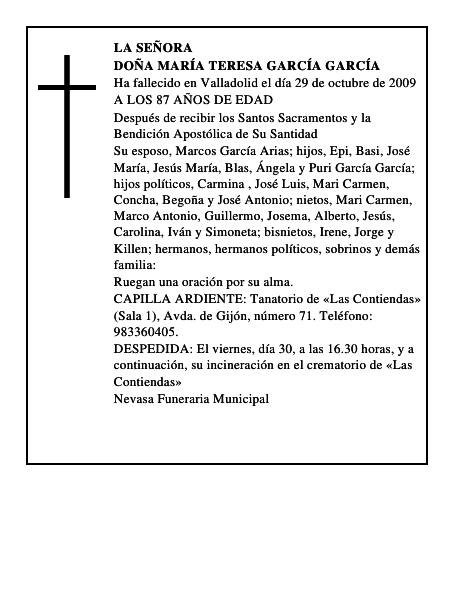 DOÑA MARÍA TERESA GARCÍA GARCÍA