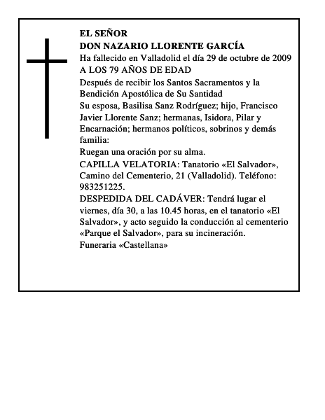 DON NAZARIO LLORENTE GARCÍA