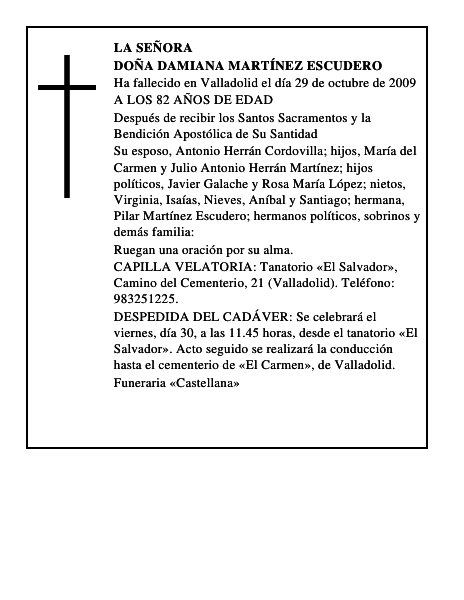 DOÑA DAMIANA MARTÍNEZ ESCUDERO