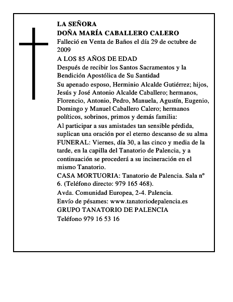 DOÑA MARÍA CABALLERO CALERO