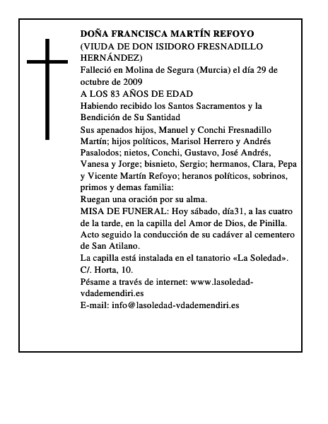 DOÑA FRANCISCA MARTÍN REFOYO