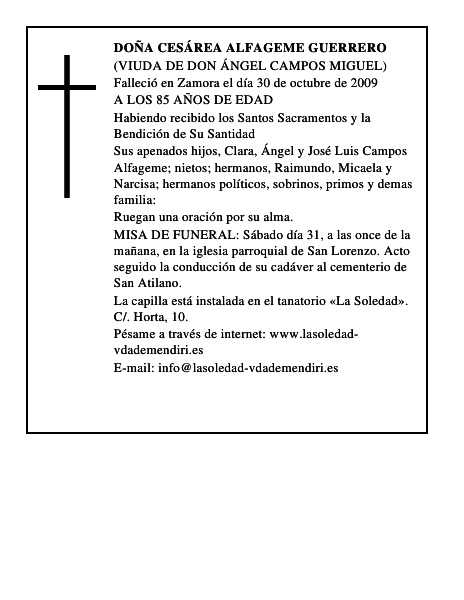 DOÑA CESÁREA ALFAGEME GUERRERO