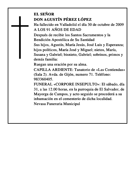 DON AGUSTÍN PÉREZ LÓPEZ